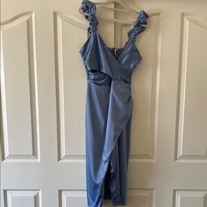 ANTHROPOLOGIE Elegant Blue Ruffled Dress. Size M